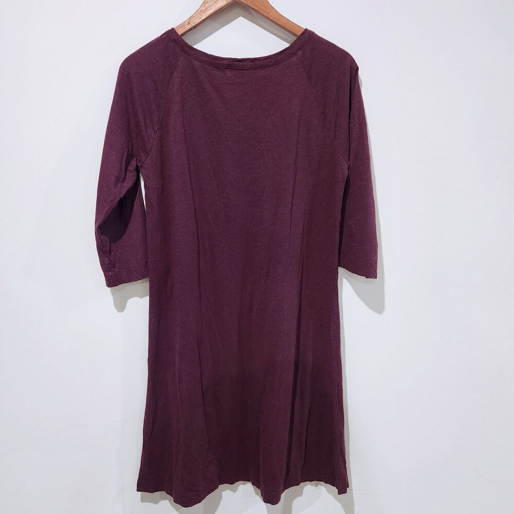 Garnet Hill Burgundy Red 3/4 Sleeve Midi Shirt Dress Size Medium Minimalist - Picture 5 of 9